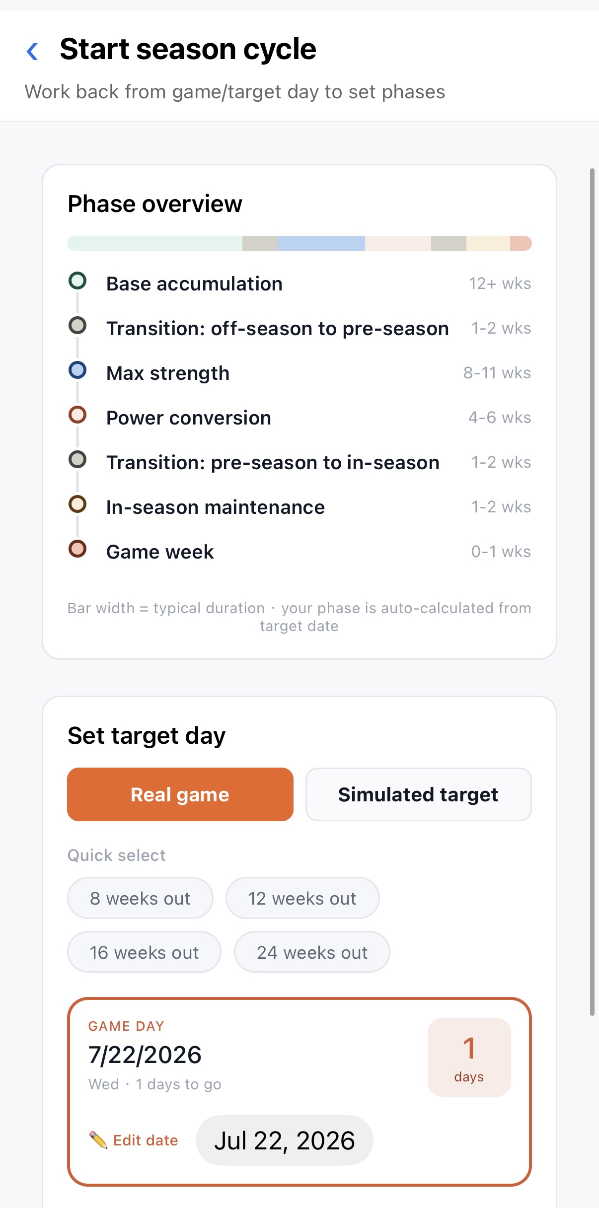HoopLab season cycle screen
